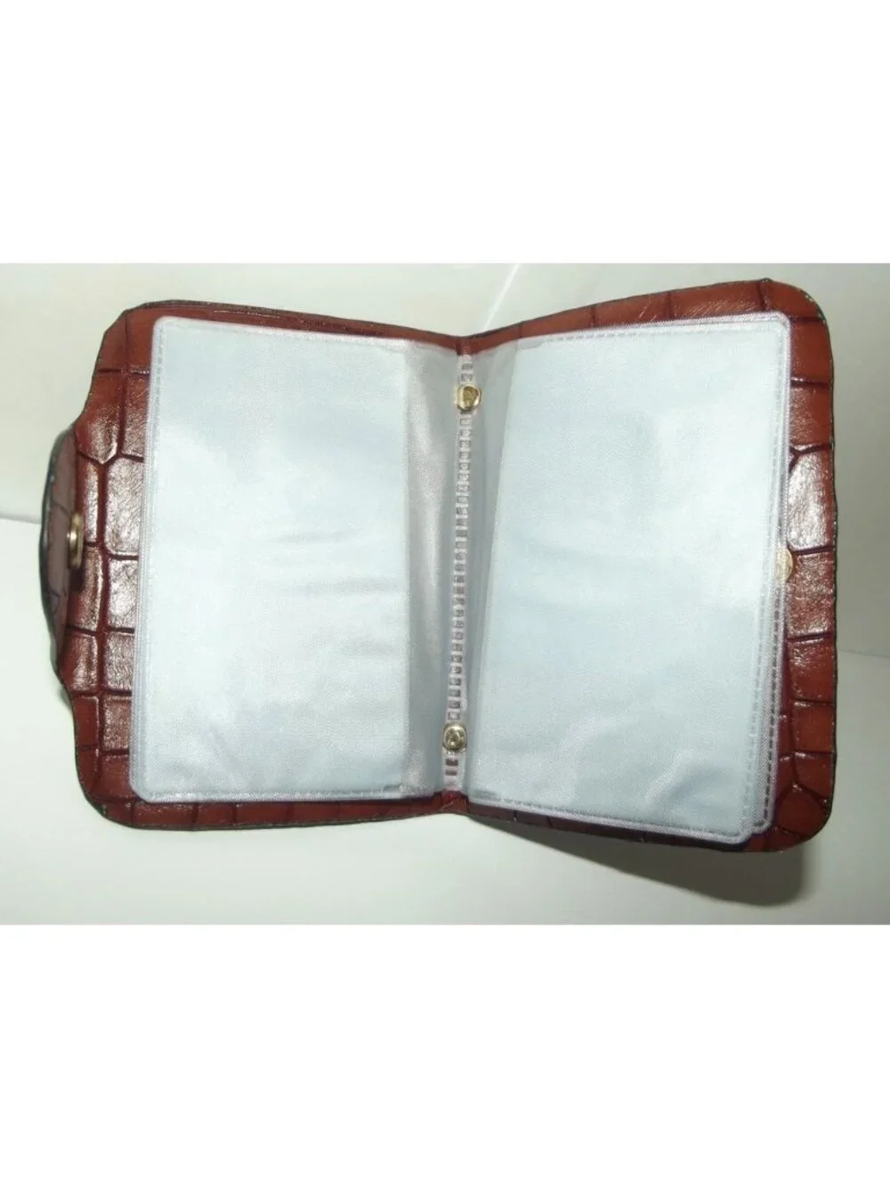 Card Filer Book Business Credit Card black 6 sleeves brown faux croc Tong Guang